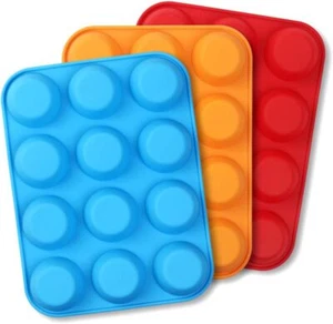 Silicone Muffin Pan, Cupcake Pan, 12 Cups, Food Grade Egg Muffin Baking Silicone - Picture 1 of 7