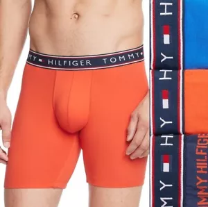 Slip boxer da uomo Tommy Hilfiger confezione da 3 taglia media cotone elasticizzato blu arancione - Foto 1 di 5