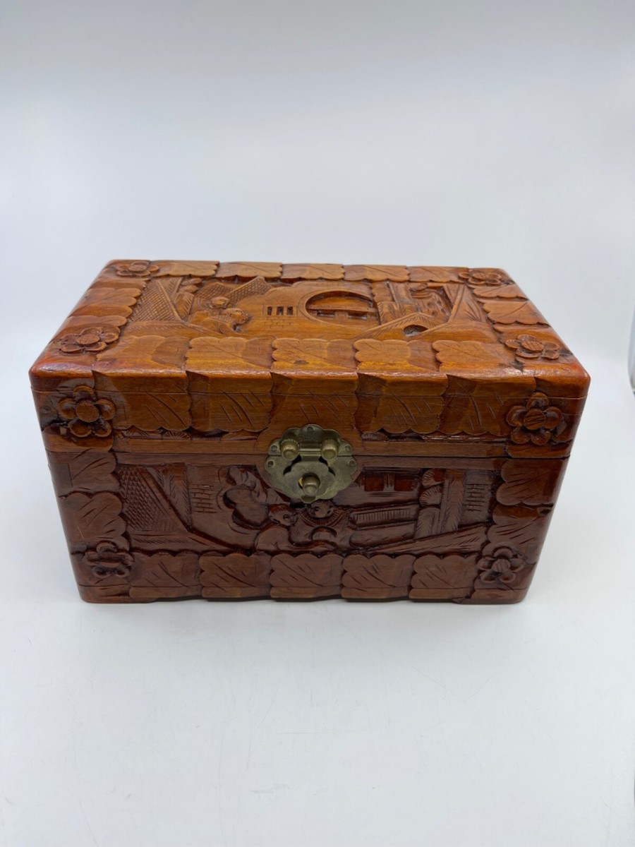 雕刻木盒在中式古董盒子| eBay