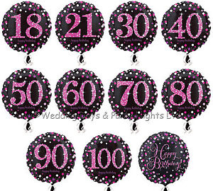 18" Holographic Black + Pink Foil Helium Balloon Birthday Party Decorations A