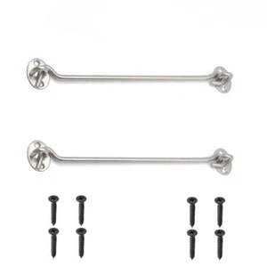 2 Pcs 10" Silver Privacy Hook and Eye Latch Easy Lock for Barn Door Gate Window - Picture 1 of 4