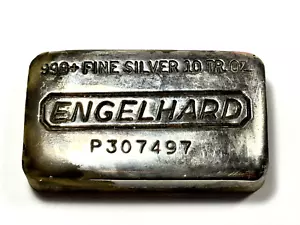 Vintage Engelhard 11th P-Series Flat Machined Finish White Blast 10oz Silver Bar - Picture 1 of 4