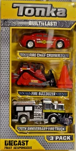Tonka BUILT TO LAST! DIE-Cast 3 Pack Einsatzleitwagen, Bulldozer, Löschfahrzeug - Picture 1 of 1