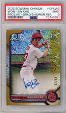 2022 Bowman Chrome Won-Bin Cho Auto Gold Shimmer Refractor /50 PSA 9 Rookie RC
