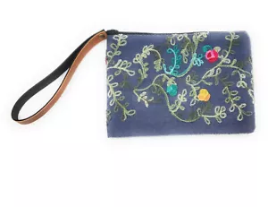 Thai Cotton Embroidered Wristlet Pouch Coin Purse Wallet Floral Embroidery - Picture 1 of 24