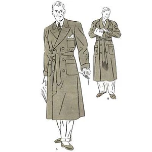 Vintage 1940s Pattern, Men's Dressing Gown - Chest=38” (97cm) - Picture 1 of 3
