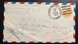 1944 US Army Post Office 498 Corsica Censored Airmail Cover to New York USA - Picture 1 of 2