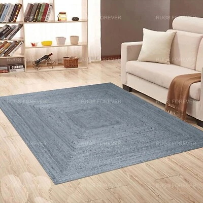 Area Rug For Living Room 3x3 6x6 Geometric Handmade Braided Natural Jute Carpets - Image 1 of 4