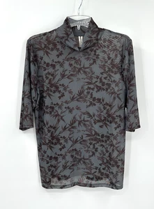 ANTHROPOLOGIE Camisa Top Blusa Manga Corta Transparente Floral Cuello Simulado Otoño XL - Imagen 1 de 5
