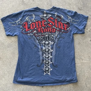 T-shirt Lone Star Rally Galveston TX 2012 blu Gildan ultra cotone - taglia L - Foto 1 di 10