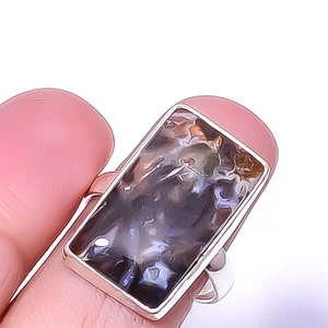 Stick Agate Gemstone Handmade Silver Plated Ring s.8 R1995-17, Christmas Gift - Picture 1 of 6