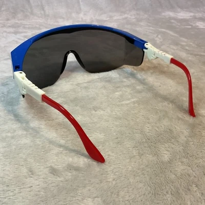 Vtg Crews Sunglasses Shades Articulating Adj Arms Safety Red White Blue Taiwan - Image 1 of 4