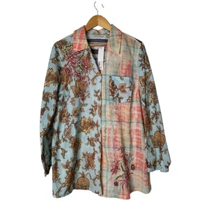 Soft Surrounding Womens Beaded Embroidered Size Large Tunic Button Up - Picture 1 of 9