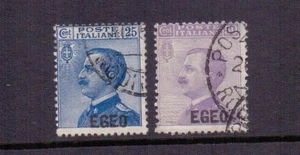 ITALY - DODECANESE IS. 1912 25c & 50c EGEO OVERPRINTS USED - Picture 1 of 2