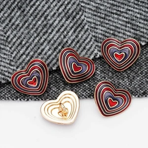 5pcs Layered Heart Buttons Enamel for Clothing DIY Sewing Scrapbooking 18/23mm - Picture 1 of 11