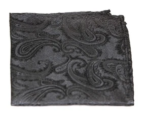 Mens Black Paisley Pocket Square - Picture 1 of 3
