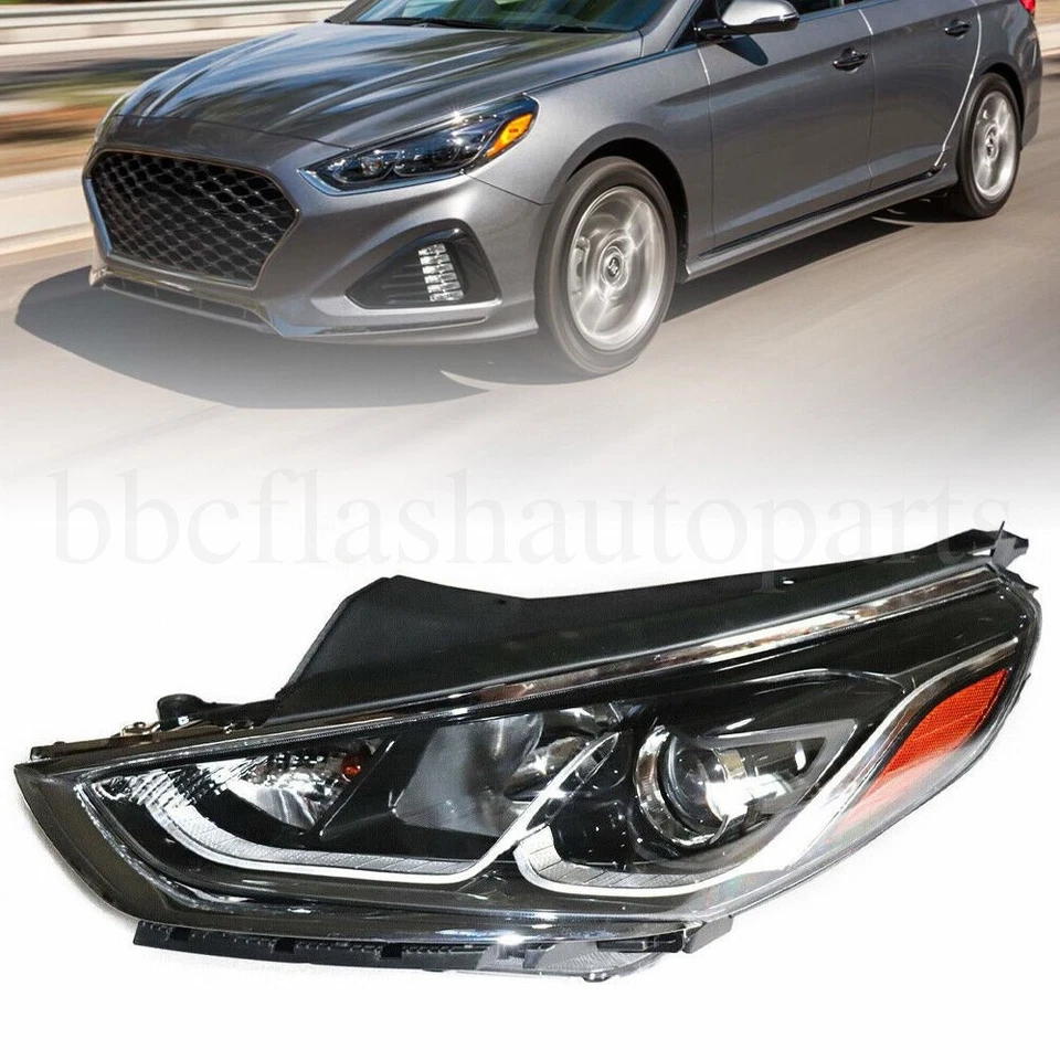For 2018 2019 Hyundai Sonata Left Driver Side Halogen Headlight Lamp Chrome USA - Image 1 of 4