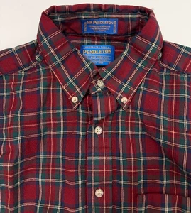 Sir Pendleton Shirt Men Large Virgin Wool Royal Stewart Tartan Red Plaid Flannel - Picture 1 of 17