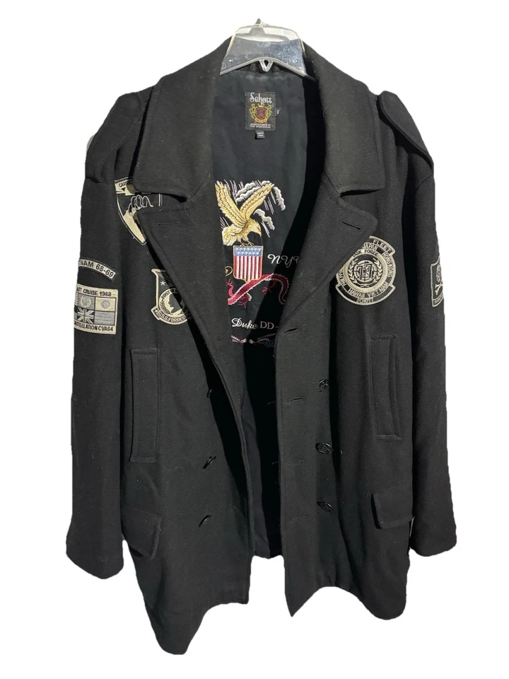 Parche Schott Marina de los Estados Unidos Talla 4XL Abrigo Guisante Lana Negro Cuba Corea China Japón Vietnam Foto 1 de 4