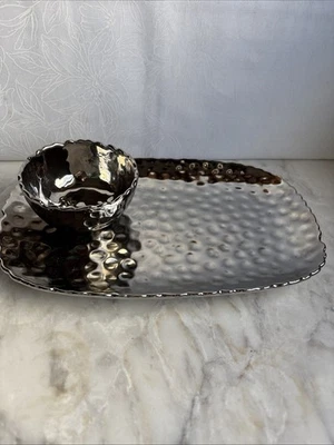 Pampa Bay Millenium Titanium-Plated Porcelain Rectangular Medium Tray & Bowl - Image 1 of 4