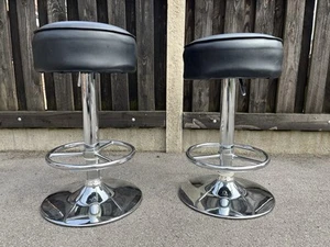 Breakfast Bar Stools Black Height Adjustable X2 - Picture 1 of 3