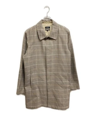 A.P.C. Beige Check Pattern Trench Coat Men's M Cotton/Nylon Vintage - Image 1 of 4