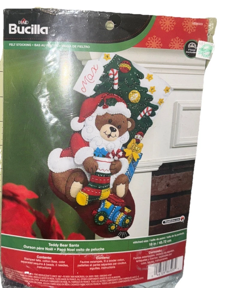 Bucilla Hb86503 Teddy Bear Santa 18 Inch Stocking Kit