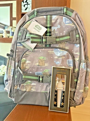 School Pottery barn Disney STAR WARS Grogu Space BACKPACK Mandalorian Solo Set . - Image 1 of 4
