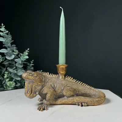 Golden Iguana Dinner Candle Holder 12x26x14cm - Image 1 of 4
