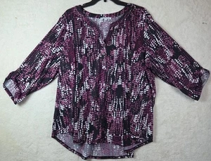 Top Notations para mujer talla grande 3X nuevo sin etiquetas púrpura negro pintuck elástico lengüeta enrollable Slv - Imagen 1 de 9