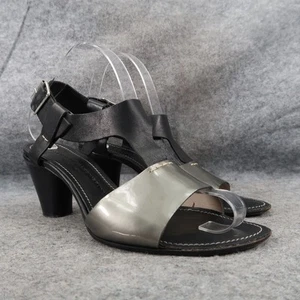 AGL Shoes Womens 39.5 Sandal Heels Fashion Leather Block Heel Classic Metallic - Picture 1 of 18