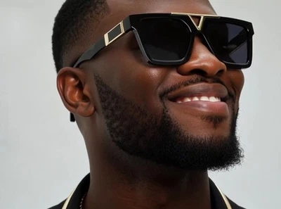 Gafas de sol Hombres Diseñador Moda Barra de metal dorado Negro Oscuro Lente Retro Clásico NUEVO Foto 1 de 4