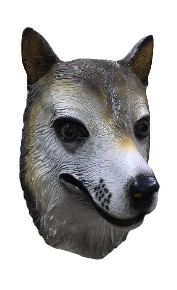 Adult Wolf Mask Latex Over Head Animal Werewolf Halloween Dog Fancy Dress Mask - Image 1 of 1