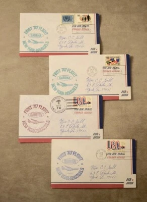 4 different stamps/covers: Sabena first 747 flight, New York-- Brussels, 1971 - Image 1 of 4