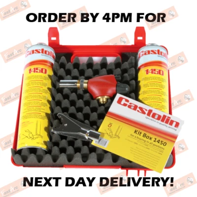 CASTOLIN EUTECTIC CASTOLIN 1450 PLUMBERS BRAZING/SOLDERING TORCH KIT C/W 2 X 1450 GAS+TORCH+CASE