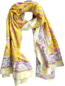 100% Cotton Hand block Rajasthani Print Scarves for Women 73x44 Inch Size Scarfs - Picture 1 of 5