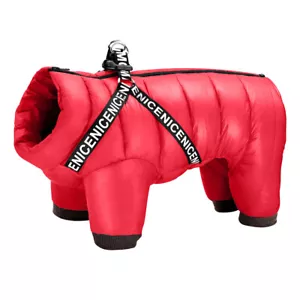 Dog Coat with Harness Reflective Waterproof Dog Jumpsuit Winter Jacket S/Medium - Picture 1 of 16