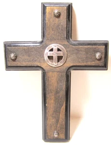 Rustic Western Cross Wood With Metal (18) - Picture 1 of 9