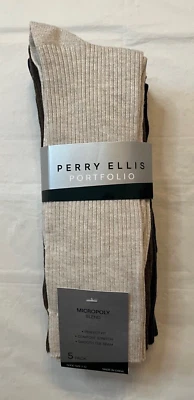 Calcetín de vestir Perry Ellis para hombre 5 pares liso multicolor marrón zapato talla 7-12 Foto 1 de 3