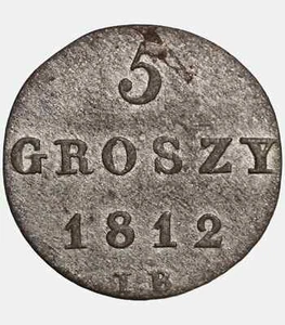 1812 IB Poland coin 5 Groszy – Duchy of Warsaw - Picture 1 of 3