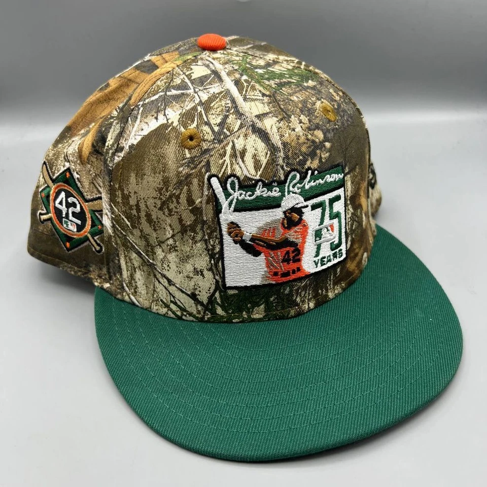 Gorra ajustada Jackie Robinson para hombre 7 1/2 Realtree verde 59Fifty New Era Foto 1 de 4