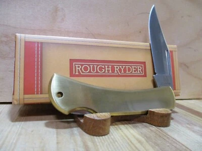 NIB Rough Ryder Brass LockBack RR1978 Folding Pocket Knife - New - Free Shipping - Image 1 of 4