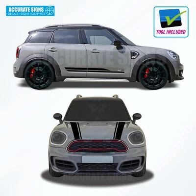 Kit Grafica per F60 Mini Countryman Strisce Laterali e Cofano Decalcomanie Adesivi - Immagine 1 di 4