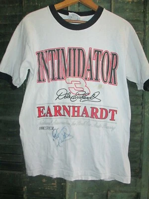 Camiseta Envejecida De Colección Años 90 y2k Firmada Autografiada Dale Earnhardt NASCAR Persecución M Foto 1 de 4
