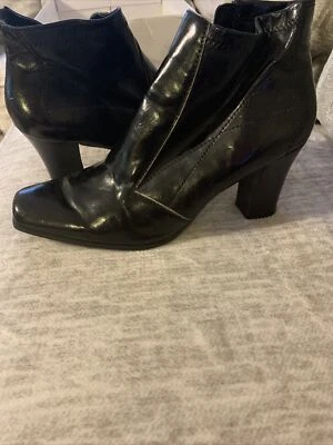 Botines Nickels negros brillantes imitación cuero punta cuadrada talla 10 Foto 1 de 4