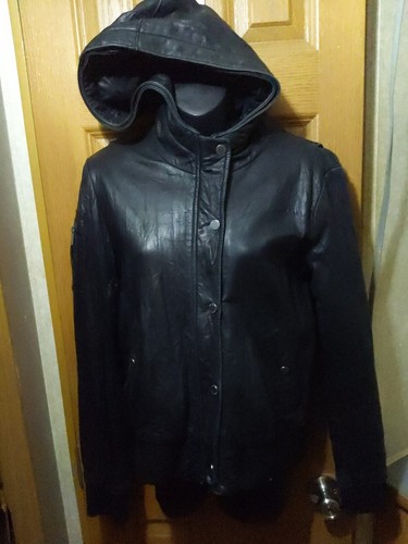 Michael Kors Giacca Cappotto Donna in Pelle Media Nero Tasche Moto Moto