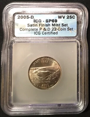 2005-D Satin West Virginia State Quarter Beautiful ICG SP 69 - Image 1 of 2