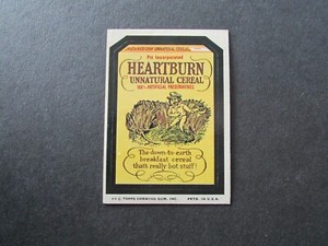 1974 Topps Wacky Packages 9th Series 9 Sticker Heartburn Cereal Listing #1
