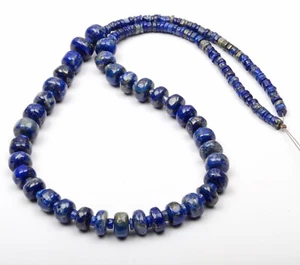 Natural Lapis Lazuli1 18 Inch Strand 3 MM , 8 MM Smooth Rondelle Gemstone Beads - Picture 1 of 4
