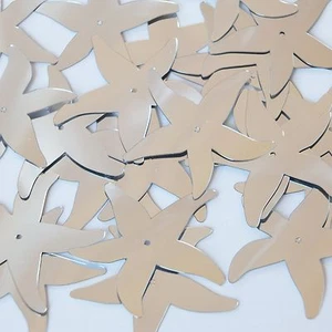 Paillettes stelle marine 1,5" argento metallizzato foro centrale paillettes couture. Made in USA - Foto 1 di 2